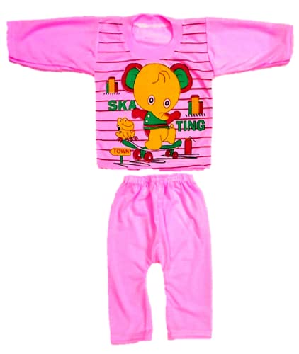 Image of Baby Boys & Girls Dress Soft Cotton Blend Unisex T-shirts and Pyjama Pants | 6 Full sleeves T-shirt + 6 Pyjama Pants Multi colored Size 0 up to 18 Months