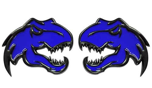 Image of A Pair Dinosaur Metal Emblem Sticker for Dodge RAM TRX 1500 2500 3500 Charger Challenger (Blue)