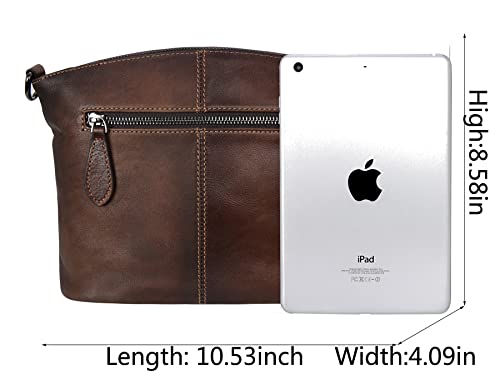 Heshe Leather Shoulder Bags For Women Vintage Small Tote Purse With Zipper Designer Handbags For Ladies(Coffee) #TOP4