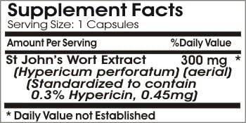 St. John's Wort Standardized Extract 300mg // 200 Capsules // Pure // by PureControl Supplements