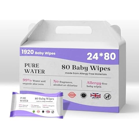 Amazon Brand Pure Water Baby Wipes, 1920 Count Cover