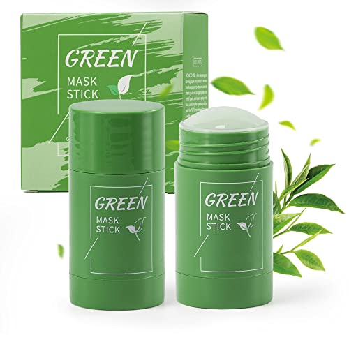 GUEDIAO 2 Pack Green Tea Mask Sticks, Blackhead Remover Mask, Green Tea Purifying Clay Stick Mask for Moisturizing, Oil Control, Skin Brightening, Deep Pore Cleanser for All Skin Types of Men and Women