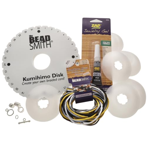 The Beadsmith Kumihimo Starter Kit Includes Disk Adhesive Bobbins Findings Cord and Instructions & Projects Japanese Art of Braiding Beginner Set with All Your Jewelry Tools to Get Started