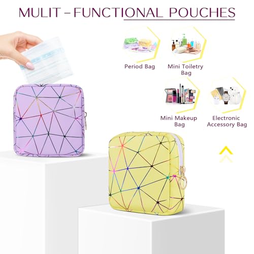 Image of Likesing Period Bag Pouch, Leather Tampon Holder for Purse-Purple | PU Period Pouches for Teen Girls, Women Portable Sanitary Napkin Storage Bag, Feminine Sanitary Bags Emergency Pad Pouch