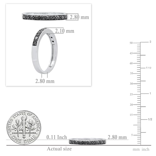 Dazzlingrock Collection 0.20 Carat (ctw) Round Black Diamond Ladies Anniversary Wedding Band 1/5 CT, Sterling Silver 5