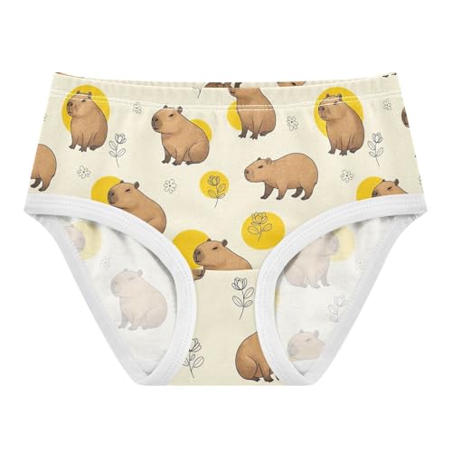 Joisal Toddler Underwear Floral 2t Cotton Panties for Girl Flower Underpants Briefs Cute Capybaras Poses Beige