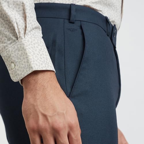 Image of Park Avenue Men Smart Fit Structure Pattern Polyester Blend Flat Front Formal Trouser