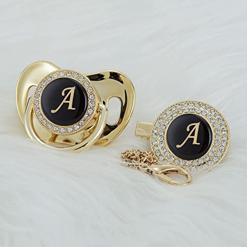 MIyocar all handmade bling baby pacifier and clip set 26 letters and 11 colors can choose LA