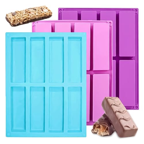 2 Pcs Moule Silicone Rectangulaire pour Barre de Céréales,Financier, Barre Chocolat, Patisserie, Tablette de Chocolat, Gateau, Mini Cake, Antiadhésif, Qualité Alimentaire, Four et au Micro-Ondes