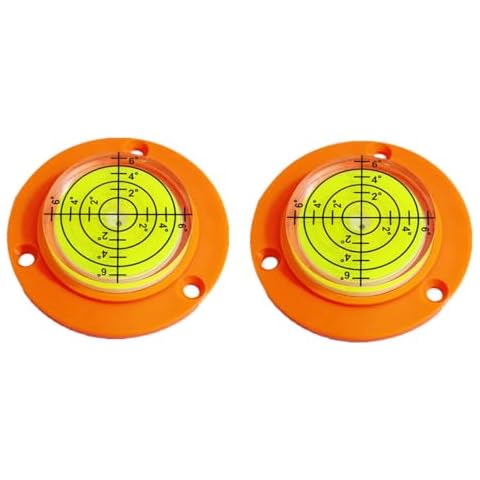 ZUJHPYMI 2Pcs Circular Bubble Levels with Plastic Case Base, Round Spirit Level Measuring Layout Tools Levels, Screw Mounted (50x9mm) Cover