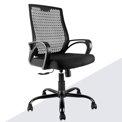 ASTRIDE Airsense Upper-Mid Back Office Chair for Work, Study Chair | Height Adjustable Revolving, Computer Chair [Heavy Duty Metal Base, Black]