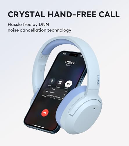 Image of Edifier W820NB Plus Hybrid Active Noise Cancelling Over-Ear Headphones - LDAC Codec - Hi-Res Audio Wireless & Wired - Fast Charge - 49H Playtime - Over Ear Bluetooth V5.2 Headphones- Blue