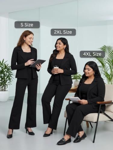 Image of Leriya Fashion Co ord Set for Women Stylish | Lycra Blend Western Blazer Suit 3 Piece Co ord Set | Casual Blazer for Women Stylish Formal Professional Office Wear