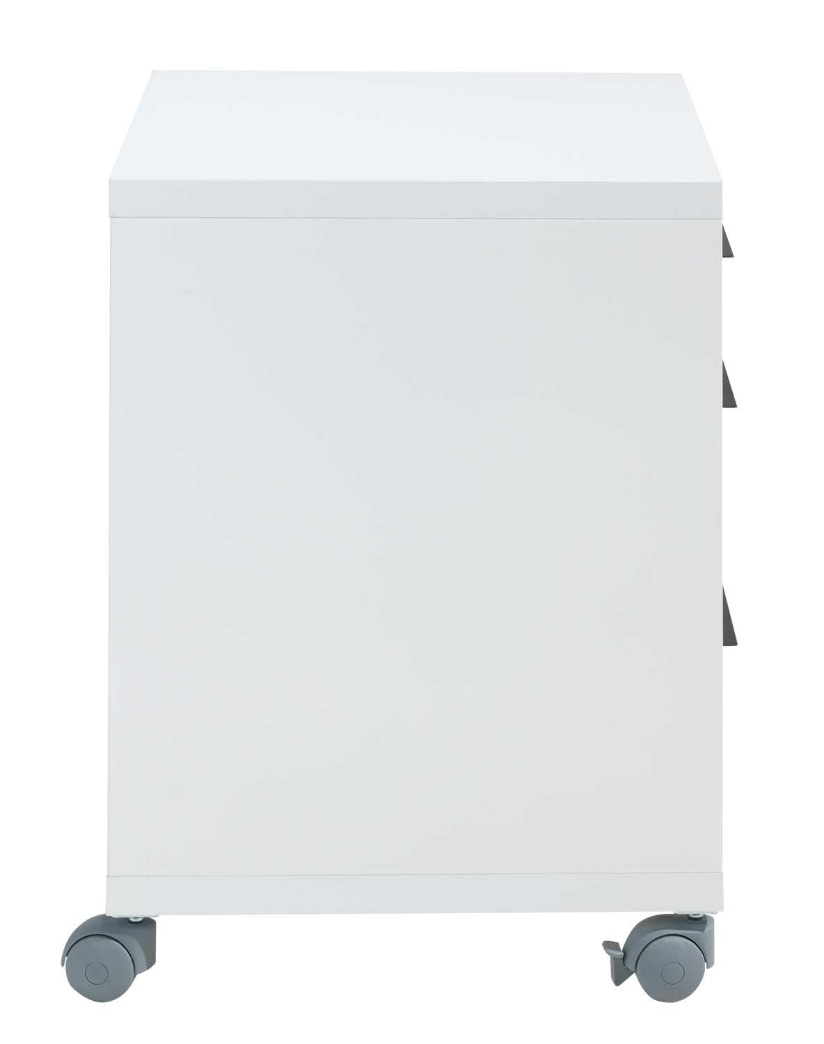 Composad | Cassettiera della Linea Disegno con 3 Cassetti e Ruote, Cassettiera Ufficio sotto Scrivania, (LxAxP) 48,60x63,10x45,20 cm, Colore Bianco Laccato, Made in Italy