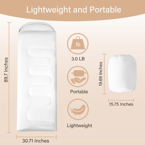 Bolsa de dormir para niños Feelyou impermeable con compresión, portátil para clima cálido y frío miniatura 5