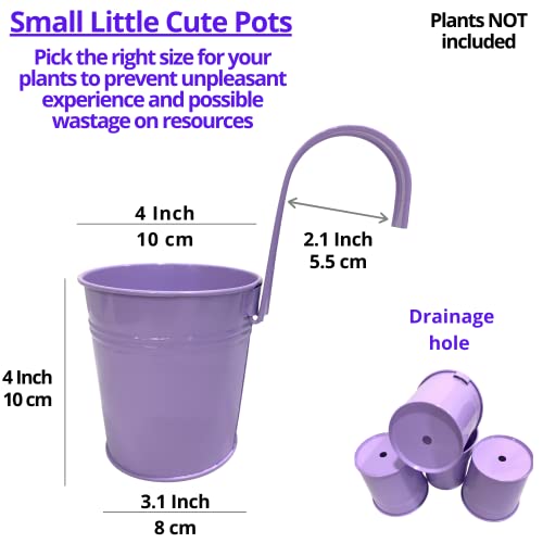 Lalagreen Small Hanging Planters Outdoor - 10 Pack, 4 Inch Rainbow Planter Colorful Flower Pots Metal Iron, Rail Balcony Garden Deck Railing Plant Hanger Fence Wall, Herb Bucket Indoor Window Boxes #TOP1