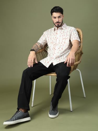 Image of Off White Minimal Geometric Printed Half Sleeve Shirt
