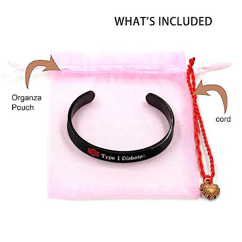 Image of Uloveido Custom Engraving Medical Alert Bracelets for Women, Stainless Steel Open Cuff Bangle Medical Bracelet Personalized Medical ID Bracelet