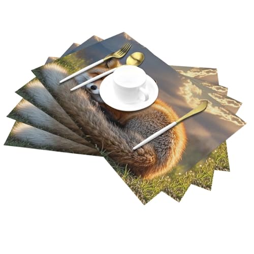 Set de table antidérapant PVC renard protège table de la chaleur - 4