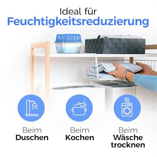 Idelia® 4x Luftentfeuchter + 9x 400g Nachfüllpacks - Raumentfeuchter für Bad, Keller uvm. bis 40m² + 9x Luftentfeuchter Granulat (4x Entfeuchter + 9x Nachfüllpacks) Baumarkt Fachhandel Qualität - Image 3