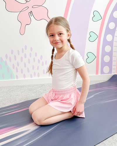 Image of Stelle Girls Flowy Shorts with Pockets Athletic Running Skirt High Waist Butterfly 2 in 1 Sports Short 5-16 Years