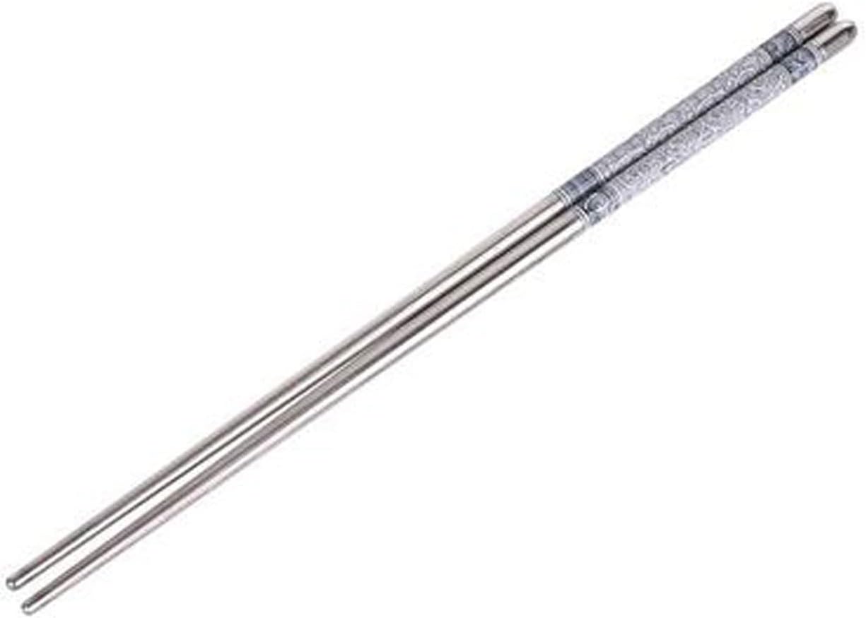 Chopsticks 5 Pairs Reusable Flower Pattern Stainless Steel Chopsticks, Cooking Metal Lightweight