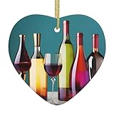 Copas de cóctel y vino sin botella con impresión en forma de corazón, adorno de Navidad de cerámica, adornos festivos, decoración de árbol de Navidad