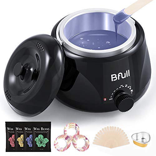 2020 Upgraded BFull Mini Wax Warmer, Instant Hair Removal Kit with 4 Pack Wax Beans, 20 Applicators, 10 Clean Collars, 3 Wax Melting Bowls for At-Home Waxing