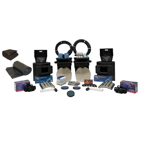 HALF OFF PONDS Savio Signature Ultimate 5,200 GPH Submersible Pump Pond Kit with 50' x 60' EPDM Rubber Pond Liner with UV Clarifier Filter, 2.8 CFM Aeration System for Water Garden & Koi Pond