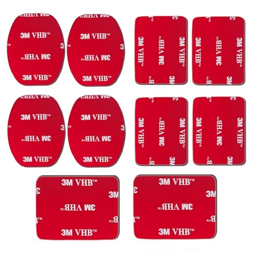 Double Sided 3M Sticky/Adhesive Pads (10 Pack) for GoPro Hero Action Camera or DashCam. 4 x Flat, 6 x Curved.