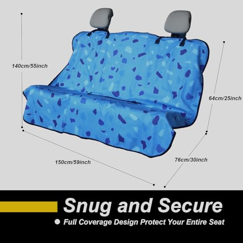 Image of Back Seat Cover for Car Trucks Van SUV Jeep,Waterproof Rear Bench Towel Seat Covers for Dogs and Kids,Automotive Backseat Protector (Blue Marbling)