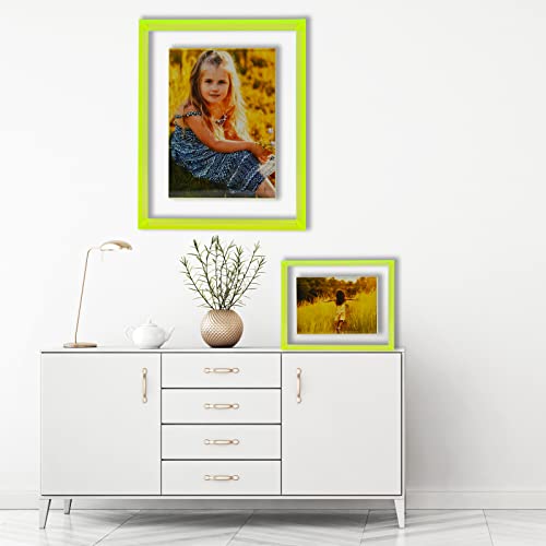 Happydino 11X14 Floating Frame Acrylic Neon Picture Frame Freestanding Translucent Colored Decorative Photo Frame For Wall Mounting Tabletop Desk Gallery Display, Neon Green #TOP5