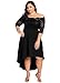 Jose Pally Women’s Plus Size Lace Maxi Dress Off Shoulder Vintage Floral 3/4 Sleeve Dresses for Cocktail Party Black