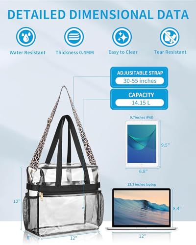 Image of Paxiland Clear Bag for Stadium Events 12x6x12 inches, Clear Tote Bag with Reinforced Strap, Clear HandBag for Sports Concert