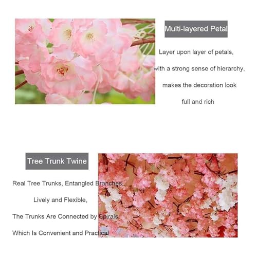 Árbol de cerezo artificial rosa de 2x1.5m con ramas flexibles 7