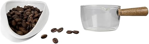 White Coffee Bean Dosing Cup and 100ML Cup Mini Milk Cup Espresso Cup Thickened Glass with