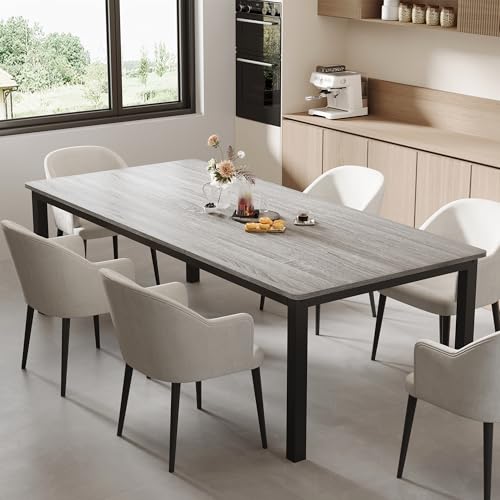 GarveeHome 78.7 in Industrial Dining Table for 6, Wooden Long
