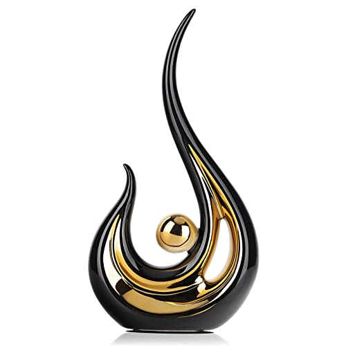 LCCCK Schwarz Und Goldene Wohnkultur-Akzente, Moderne Abstrakte Kunst, Keramik-Dekor-Statue Und...