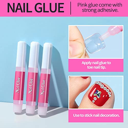 Teenitor Press On Toenail Tips with Glue, Clear False Toenails Kit, Acrylic Toe Tips