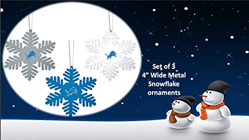 Foco Nfl Christmas Ornament Set - 3 Piece Multi-Colored Metal Snowflakes Holiday Tree Decoration – Show Your Team Spirit With Officially Licensed Football Fan Decor (Detroit Lions) #TOP1