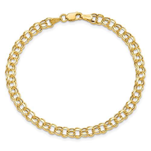 IceCarats 10K Solid Yellow Gold 4.5mm Double Link Chain Charm Bracelet