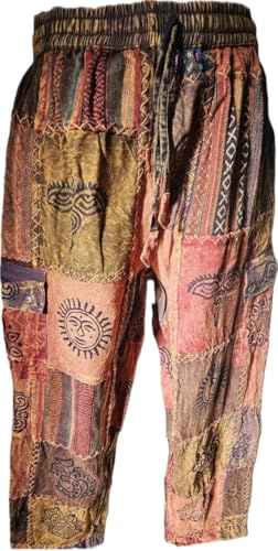 Karma Handicrafts Unisex Patchwork Cotton Trouser Hippy Boho Combat Wide Festival Pant S602