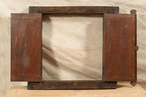 Biscottini Innentür Fenster L 57,5 x T 7,5 x H 52,5 cm - Holztür - Türen für Innen und Außen - Wohnkultur