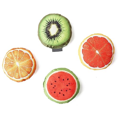 Juguetes de Peluche con Hierba Gatera, Patrón de Frutas, Juguete Interactivo Suave para Masticar Gatitos, para Limpieza y Molienda de Dientes para Cuidado Bucal y Alivio de la Ansiedad, 4 Juguetes de Peluche con Hierba Gatera, Patrón de Frutas, Juguete Interactivo Suave para Masticar Gatitos, para Limpieza y Molienda de Dientes para Cuidado Bucal y Alivio de la Ansiedad, 4