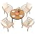 Pamapic 5 Pieces Patio Dining Set,All-Weather PE Rattan Patio Furniture Set with Wood Table Top, Outdoor Table and Chairs with with Removable Cushion & Round Dining Table for Lawn Garden Patio, Cream