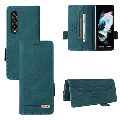 Coque Samsung Galaxy Z Fold 4 étui portefeuille folio en cuir PU vert avec fente carte
