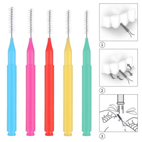 Image of 100 Pcs Interdental Brushes, 4 Sizes Braces Flossers for Cleaner | Braces Brush Soft Dental Brushe Toothpicks Dental Floss Picks Dental for Brace Oral Cleaning(5 Colors)