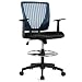 Giantex Mesh Drafting Chair with Footrest Ring, Adjustable Height and Lumbar Support Mid Back Swivel Rolling Executive Chair for Standing Desk, Home Sturdy Office Furniture (Black & Blue)