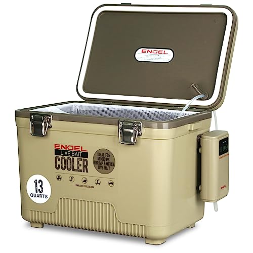 ENGEL 13 Quart Live Bait Cooler PRO for Fishing - Portable Minnow and Bait Bucket with Lithium-Ion...