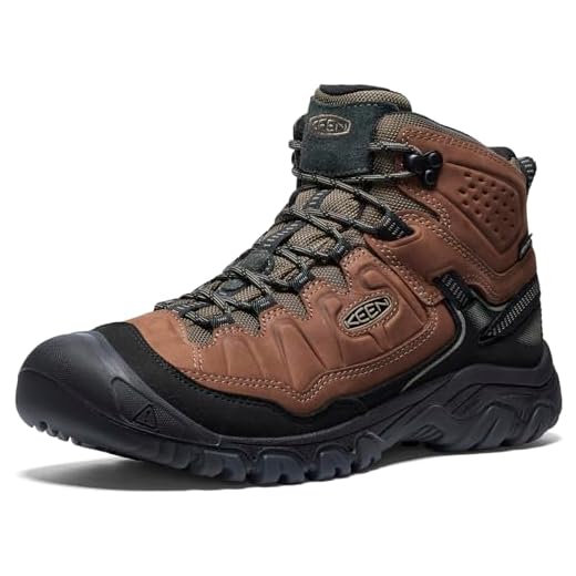 KEEN Men's Targhee 4 Mid Height Durable Comfortable Waterproof Hiking Boots, Bison/Black, 10